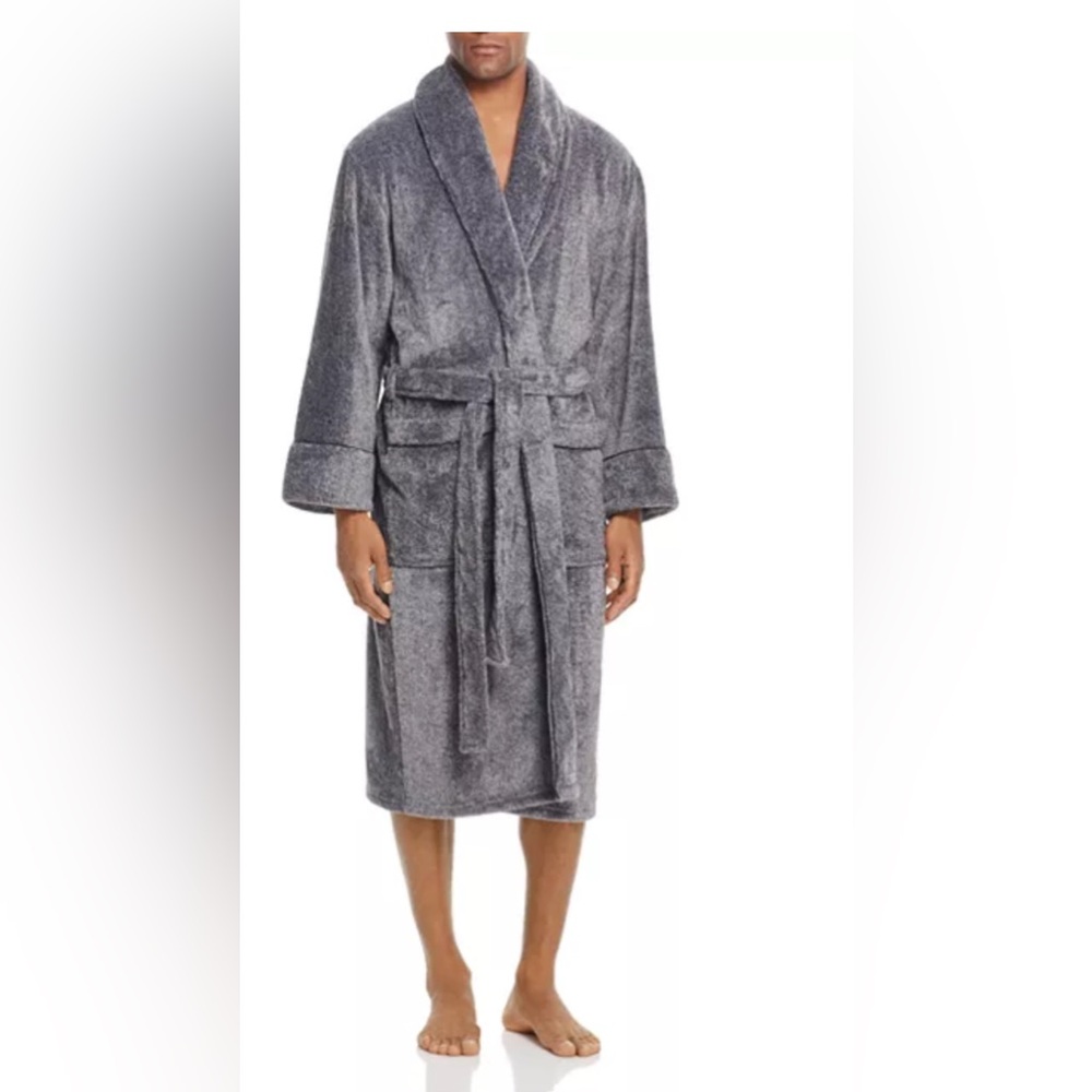 DANIEL BUCHLER Men’s Plush Heathered Robe Gray Sz M/L